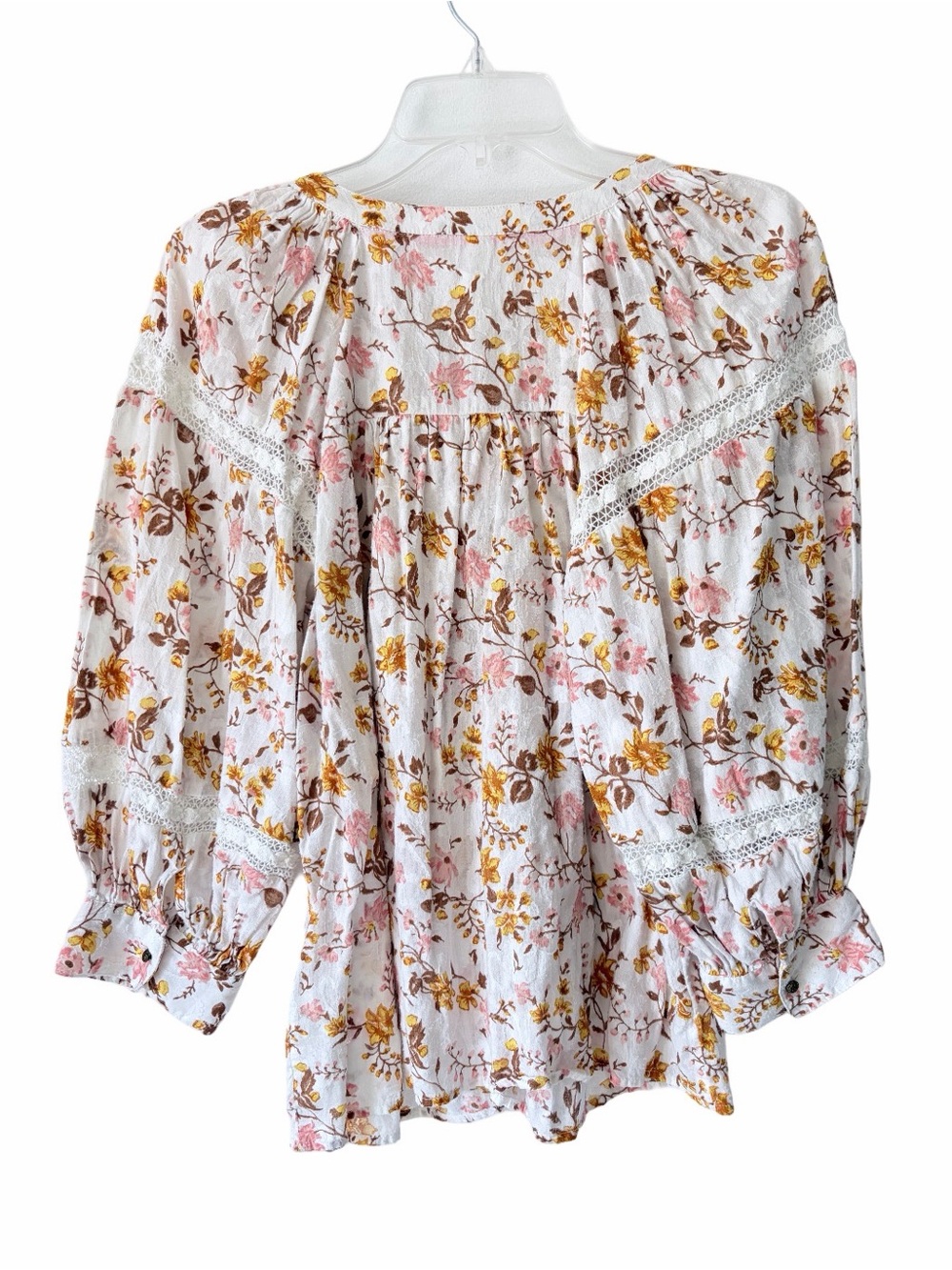 Anthropologie Harmony Lace Floral White Peasant Boho Blouse Top size medium - Picture 6 of 10
